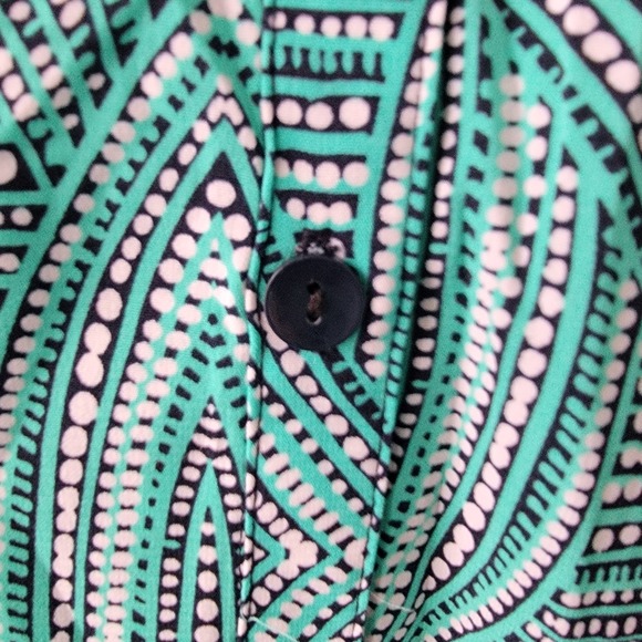 catherines women's geometric roll tab sleeve tunic top size 2X button up work - Picture 6 of 8